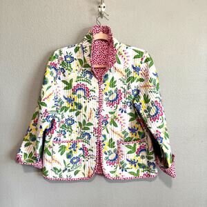 Appleseeds Petite Medium Quilted Floral Jacket Cottagecore Boho